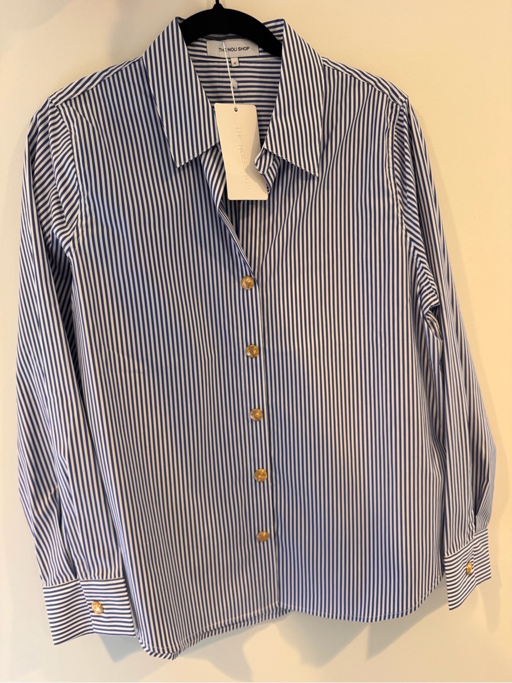 Blue Stripe Button-Front Women's Shirt